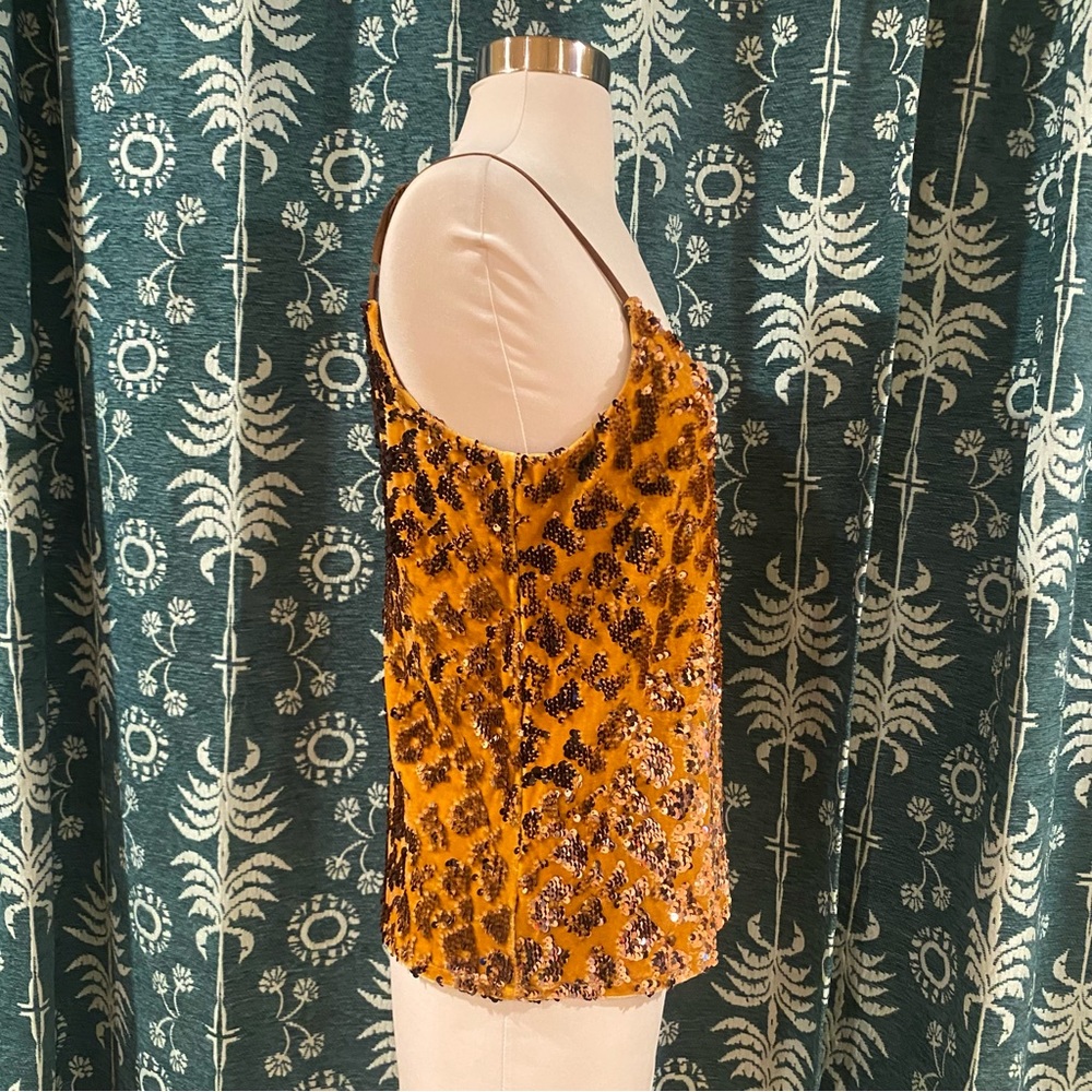 Anthropologie RO+DE Cami Tank Top Esther Sequin Velvet Animal Print Size XS - Picture 5 of 12
